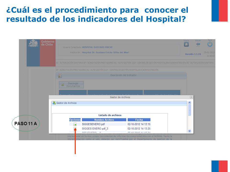 ¿Cuál es el procedimiento para conocer el resultado de los indicadores del Hospital