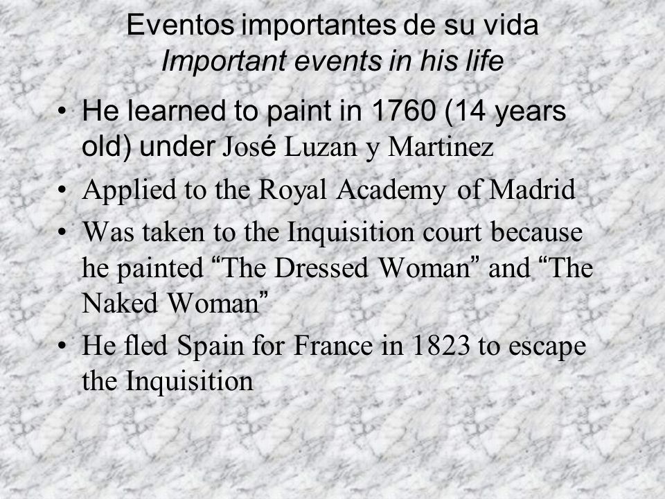Eventos importantes de su vida Important events in his life