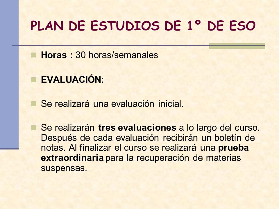 PLAN DE ESTUDIOS DE 1º DE ESO