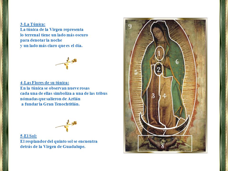 3-La Túnica: La túnica de la Virgen representa. lo terrenal tiene un lado más oscuro. para denotar la noche.