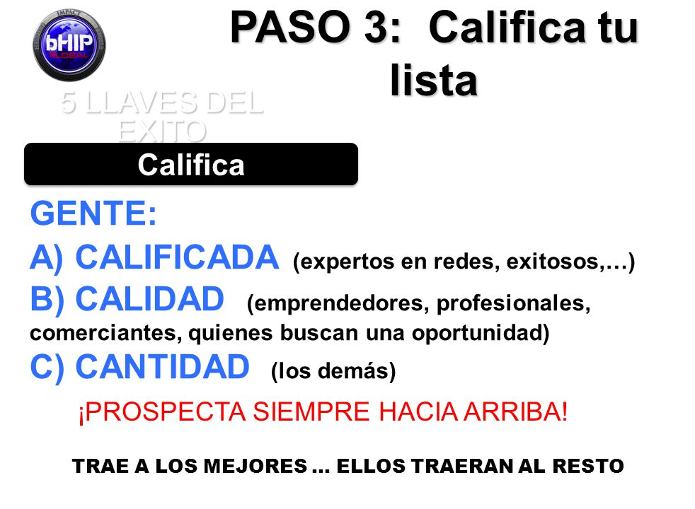 PASO 3: Califica tu lista