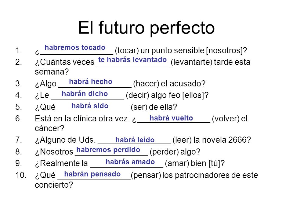 El futuro perfecto habremos tocado. ¿________________ (tocar) un punto sensible [nosotros]