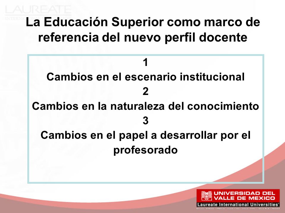 La Educación Superior como marco de referencia del nuevo perfil docente