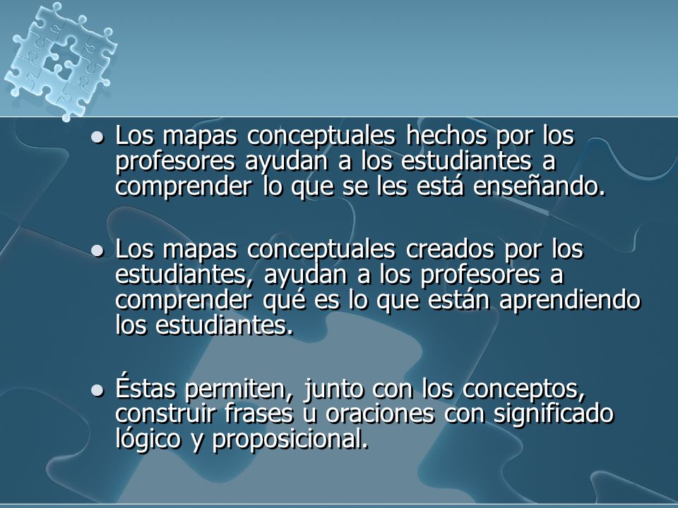 Los mapas conceptuales hechos por los profesores ayudan a los estudiantes a comprender lo que se les está enseñando.
