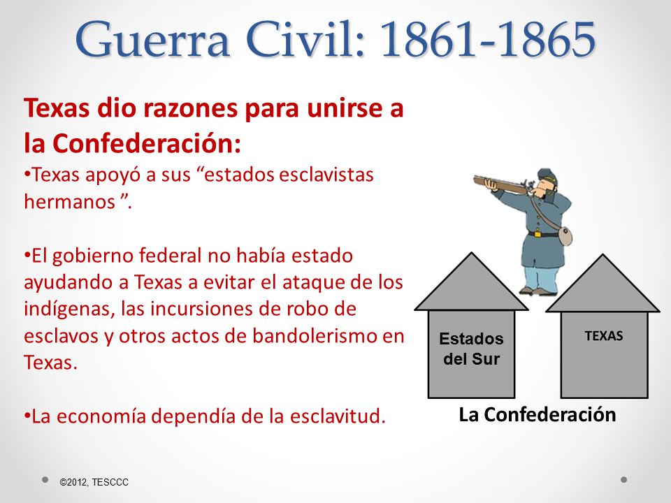 Guerra Civil: Texas dio razones para unirse a la Confederación: Texas apoyó a sus estados esclavistas hermanos .