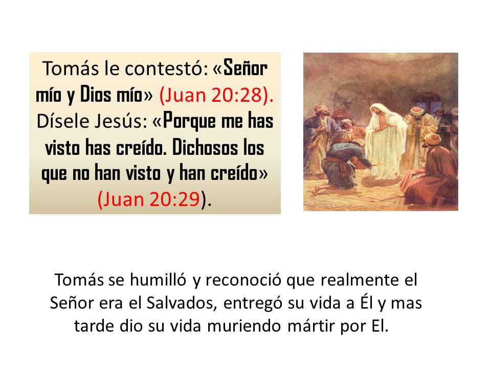 Tomás le contestó: «Señor mío y Dios mío» (Juan 20:28)