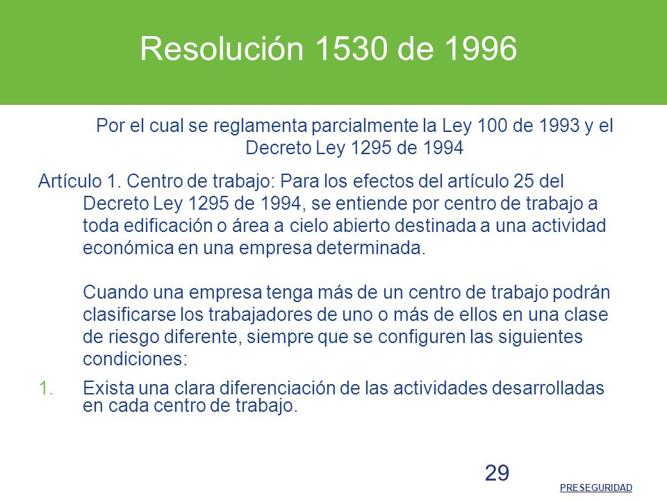 Resolución 1530 de 1996 Por el cual se reglamenta parcialmente la Ley 100 de 1993 y el Decreto Ley 1295 de