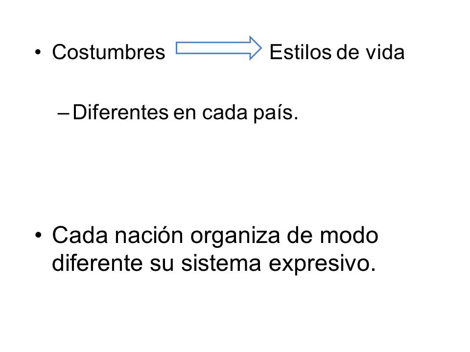 Cada nación organiza de modo diferente su sistema expresivo.