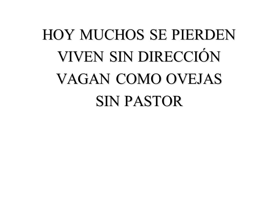 HOY MUCHOS SE PIERDEN VIVEN SIN DIRECCIÓN VAGAN COMO OVEJAS SIN PASTOR
