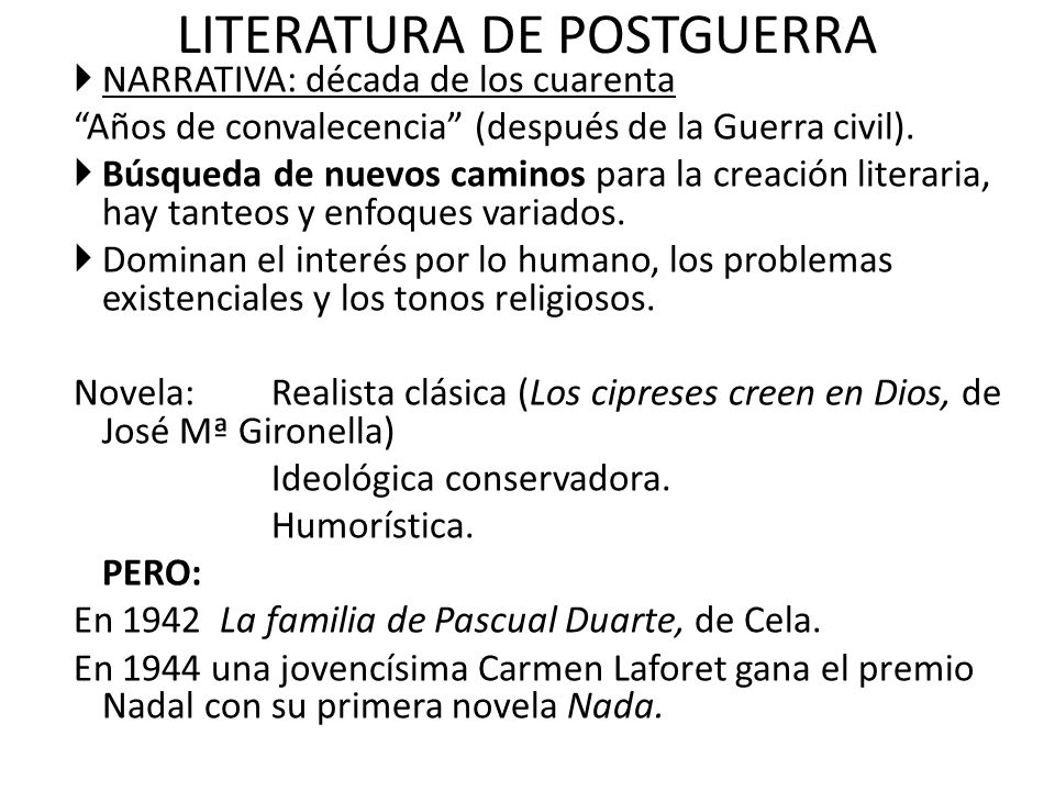 LITERATURA DE POSTGUERRA
