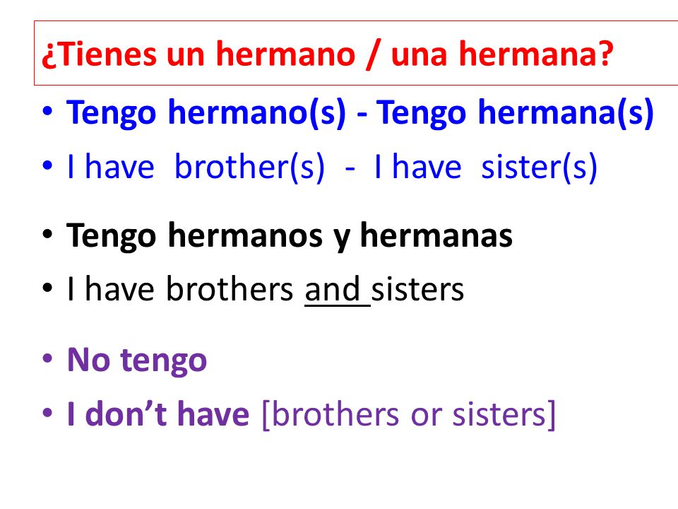 ¿Tienes un hermano / una hermana