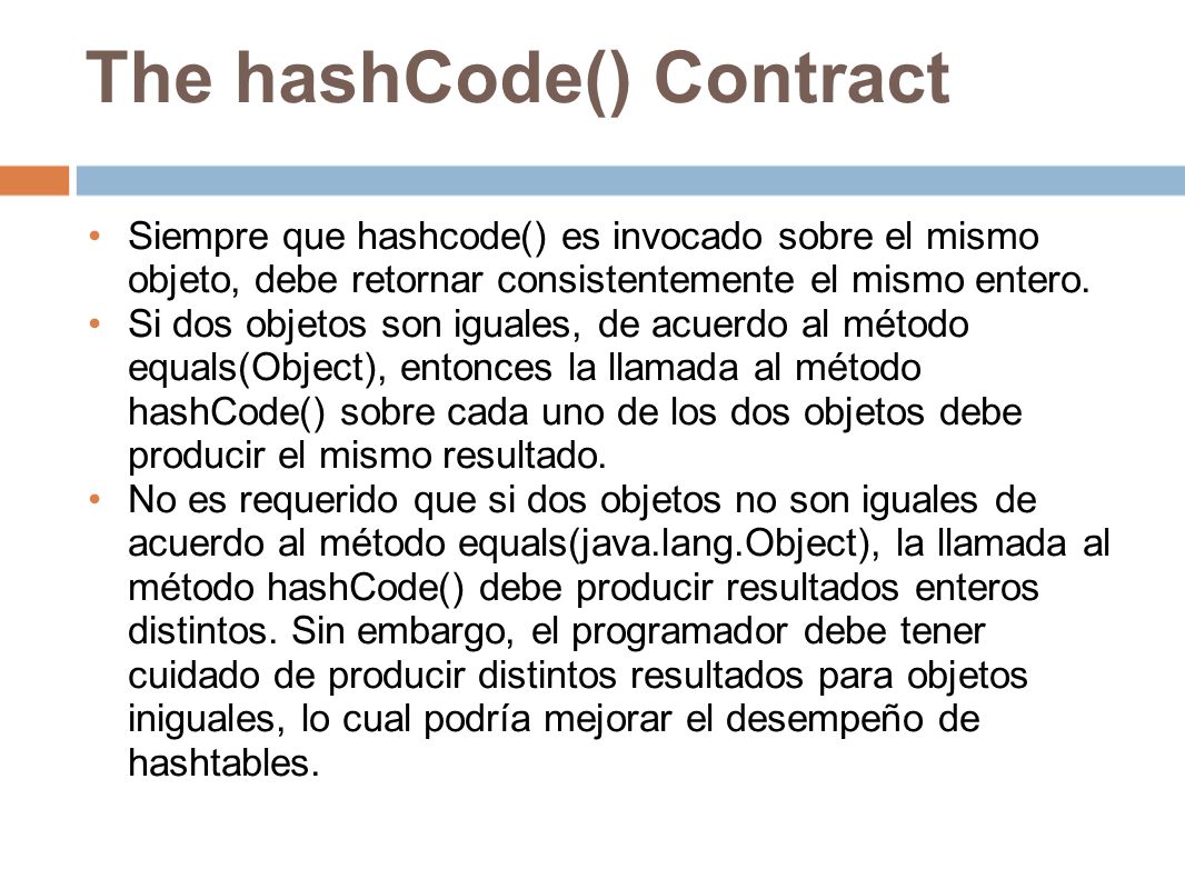 The hashCode() Contract