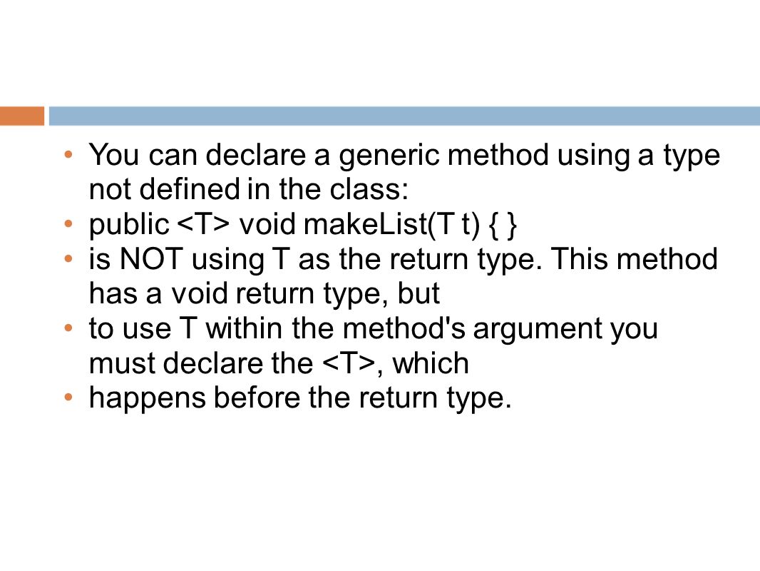 You can declare a generic method using a type not defined in the class:
