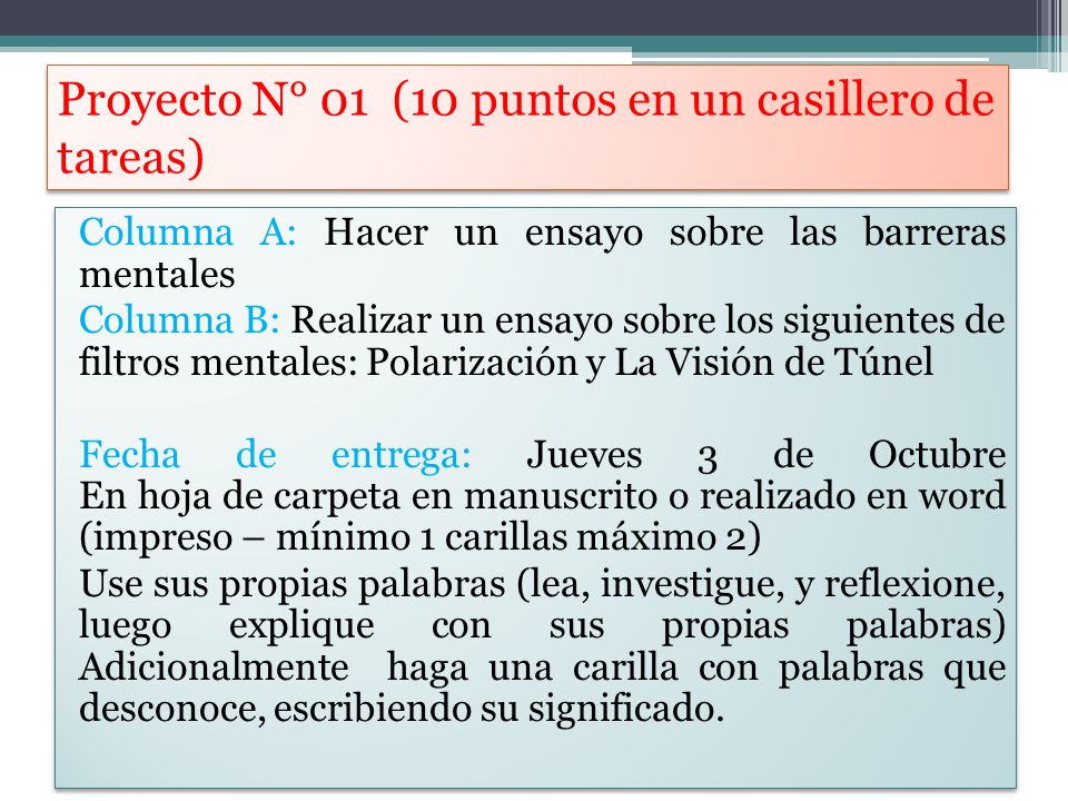 Proyecto N° 01 (10 puntos en un casillero de tareas)