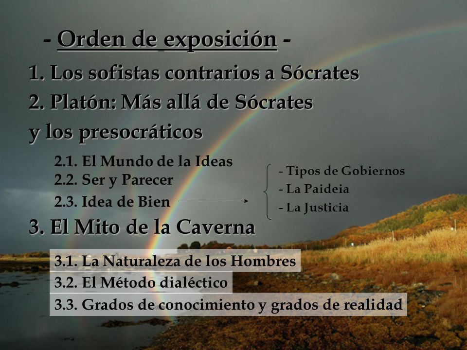 - Orden de exposición - 1. Los sofistas contrarios a Sócrates