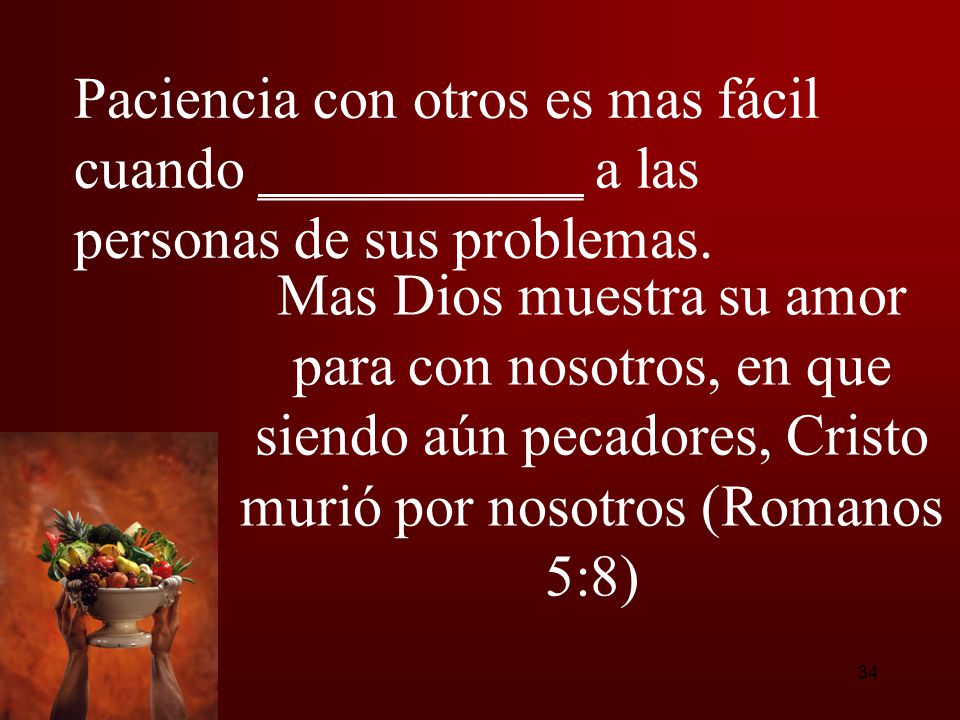 Paciencia con otros es mas fácil cuando ___________ a las personas de sus problemas.