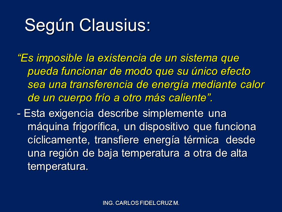 Según Clausius: