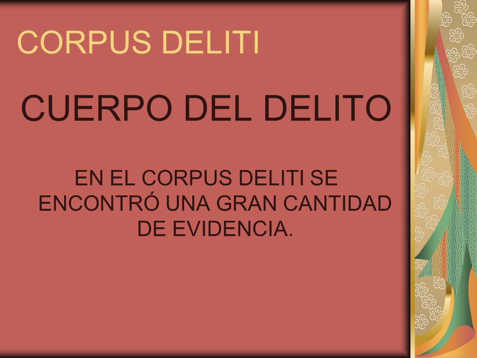 EN EL CORPUS DELITI SE ENCONTRÓ UNA GRAN CANTIDAD DE EVIDENCIA.