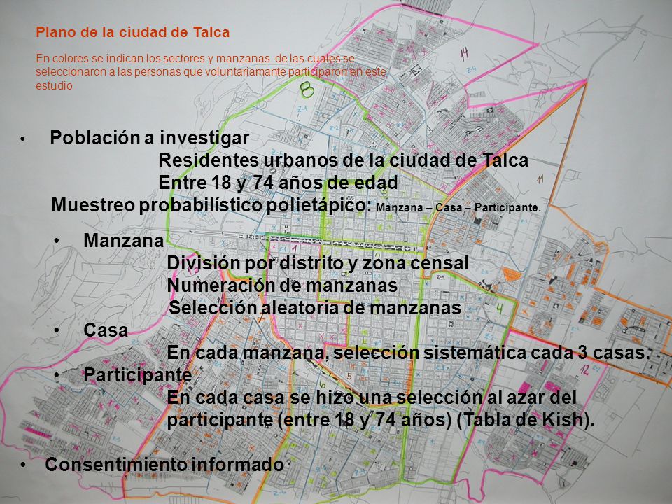 Residentes urbanos de la ciudad de Talca Entre 18 y 74 años de edad