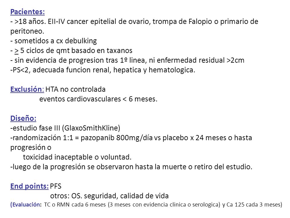 - sometidos a cx debulking - > 5 ciclos de qmt basado en taxanos