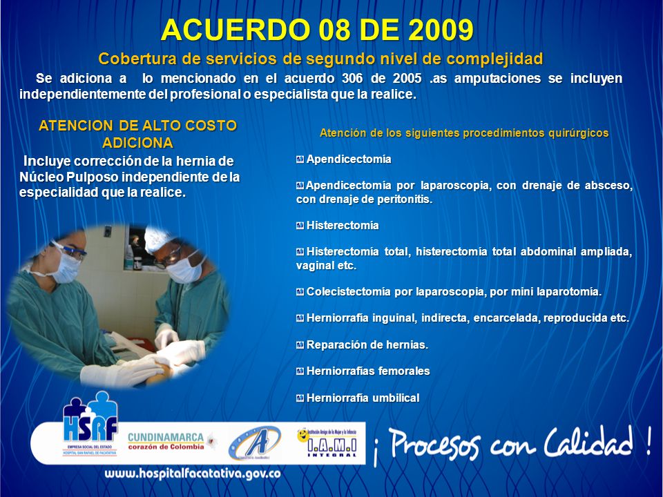ACUERDO 08 DE 2009 Cobertura de servicios de segundo nivel de complejidad.