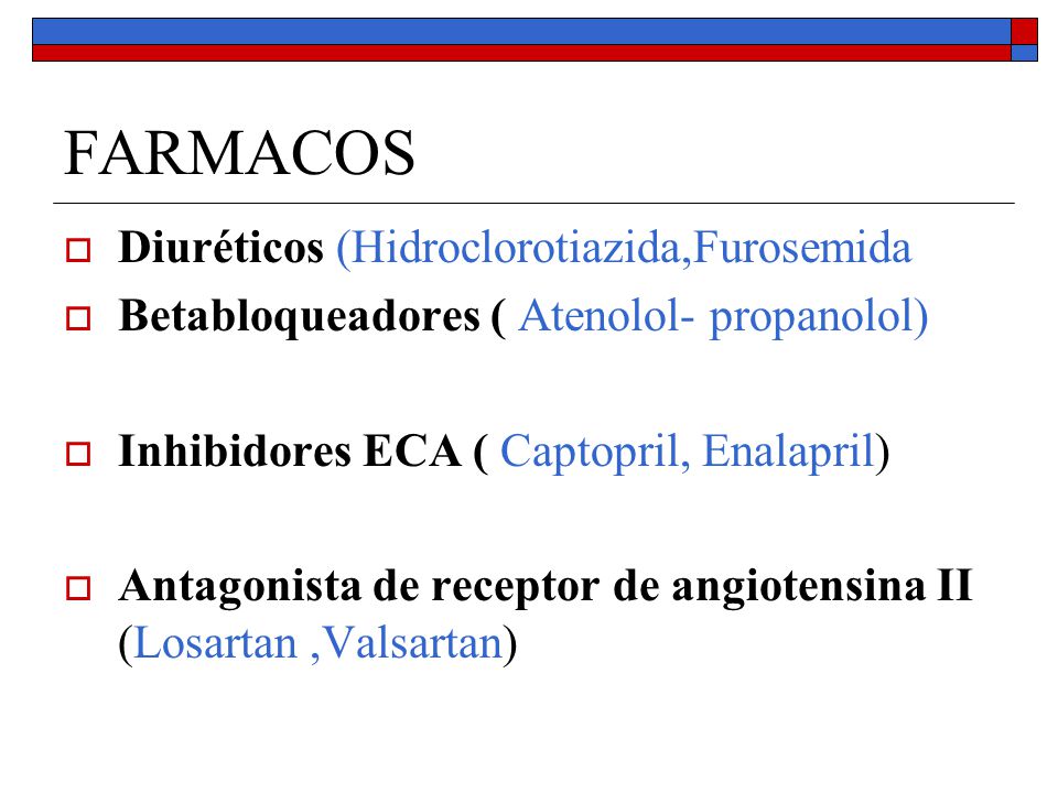 FARMACOS Diuréticos (Hidroclorotiazida,Furosemida