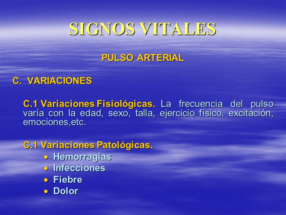SIGNOS VITALES PULSO ARTERIAL C. VARIACIONES