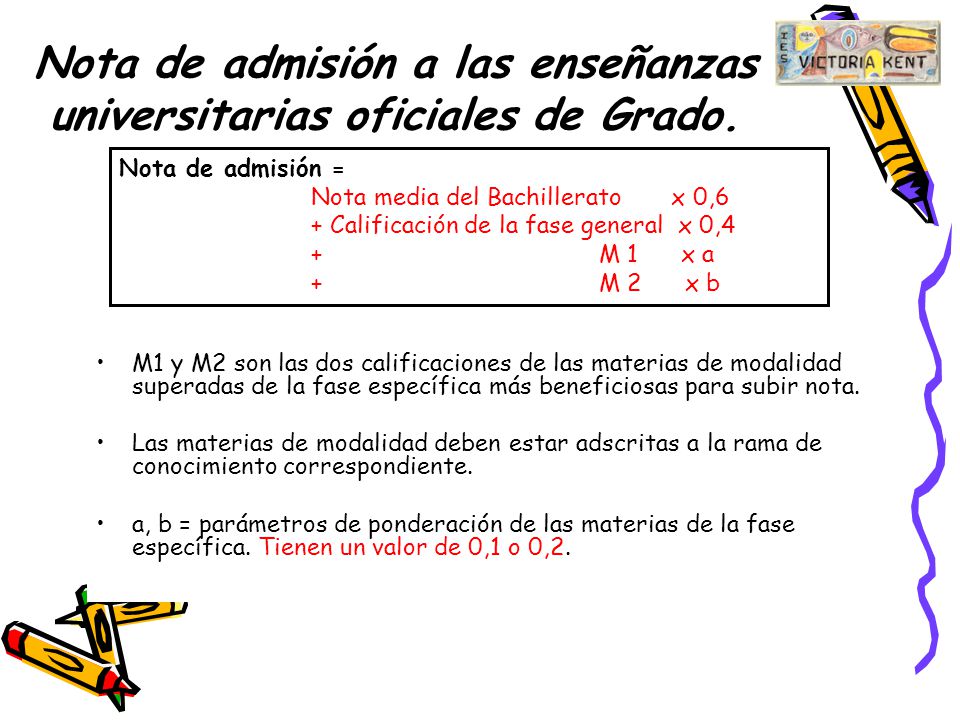 Nota de admisión a las enseñanzas universitarias oficiales de Grado.