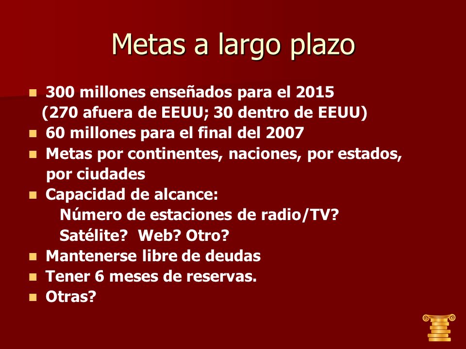 Metas a largo plazo 300 millones enseñados para el 2015