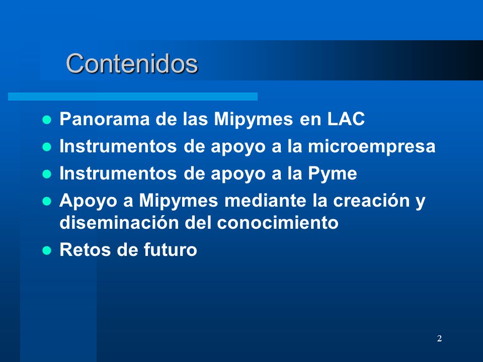 Contenidos Panorama de las Mipymes en LAC