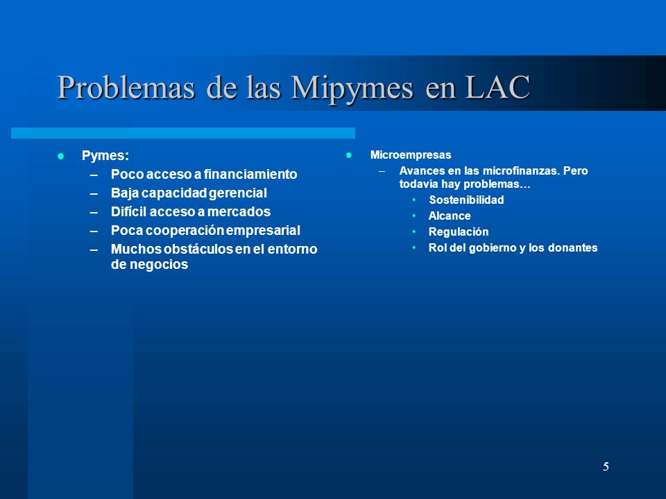 Problemas de las Mipymes en LAC
