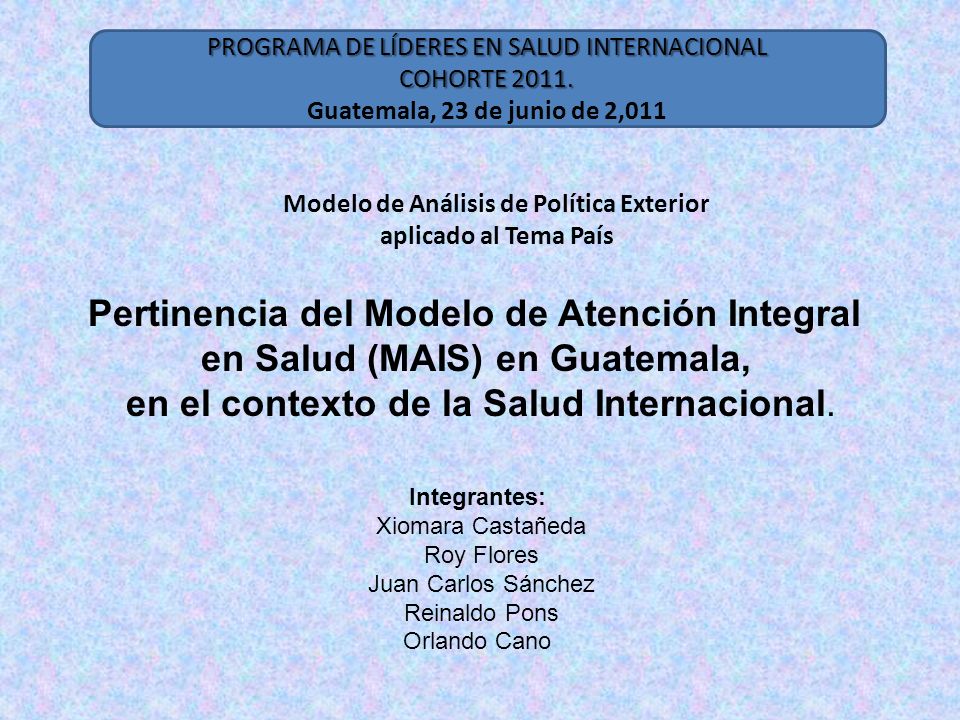 Modelo de Análisis de Política Exterior aplicado al Tema País