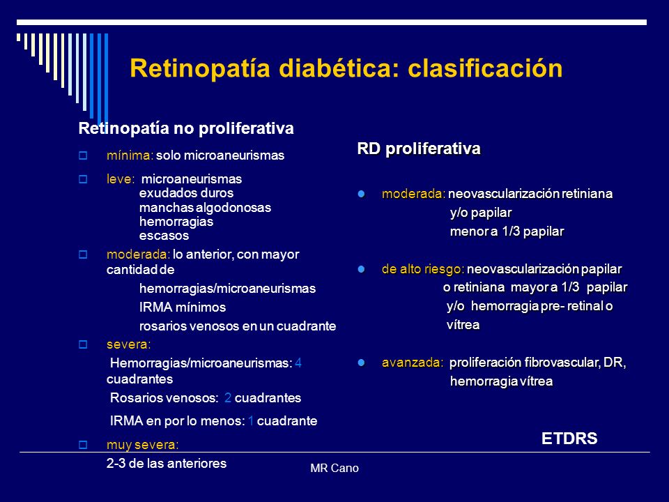 retinopatia diabetica proliferativa clasificacion