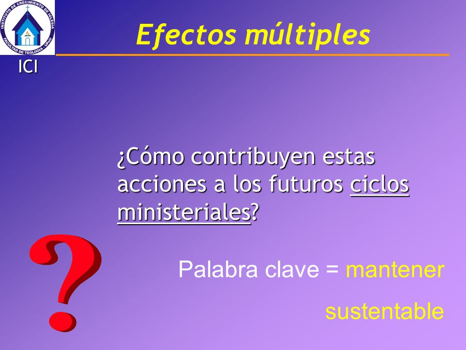 Efectos múltiples ICI. ¿Cómo contribuyen estas acciones a los futuros ciclos ministeriales Palabra clave = mantener.