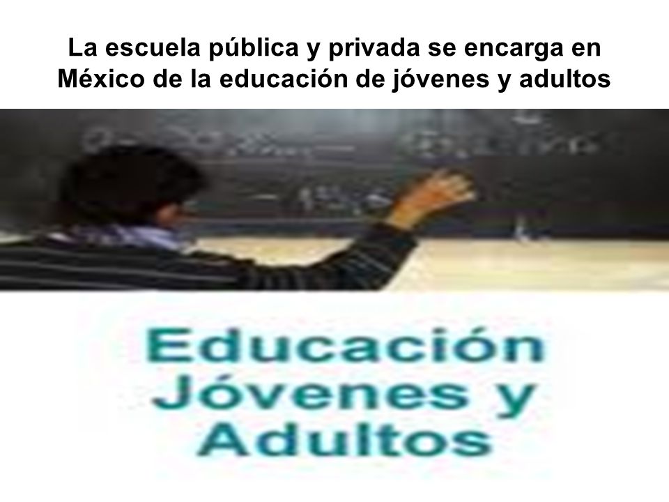 La escuela pública y privada se encarga en México de la educación de jóvenes y adultos