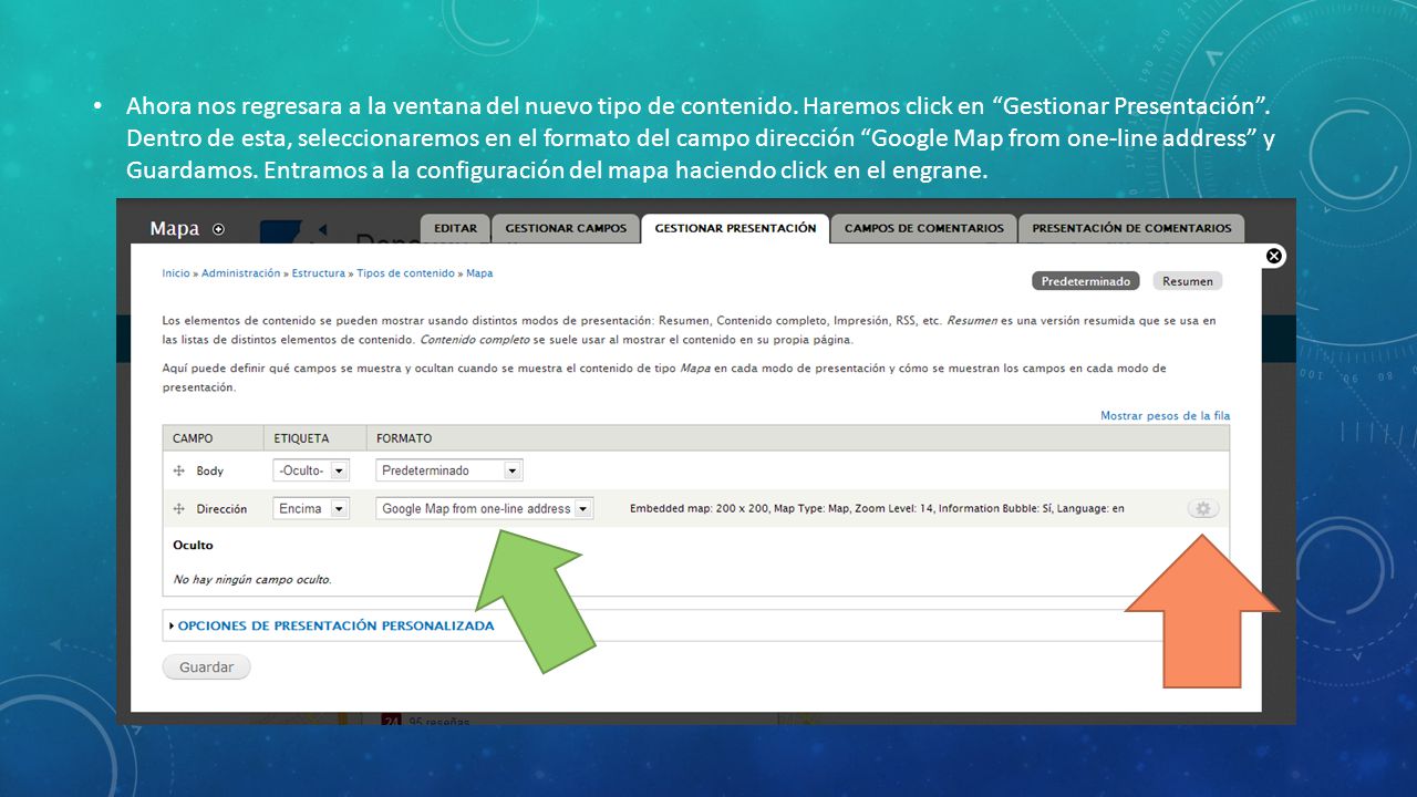 Ahora nos regresara a la ventana del nuevo tipo de contenido