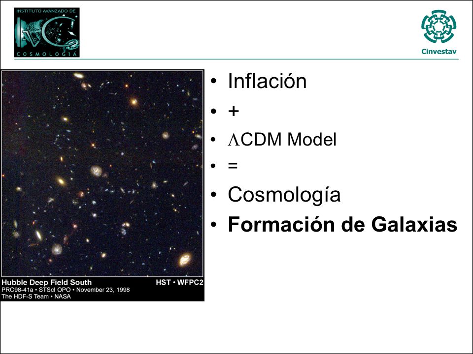 Inflación + CDM Model = Cosmología Formación de Galaxias