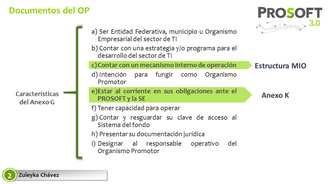 Características del Anexo G