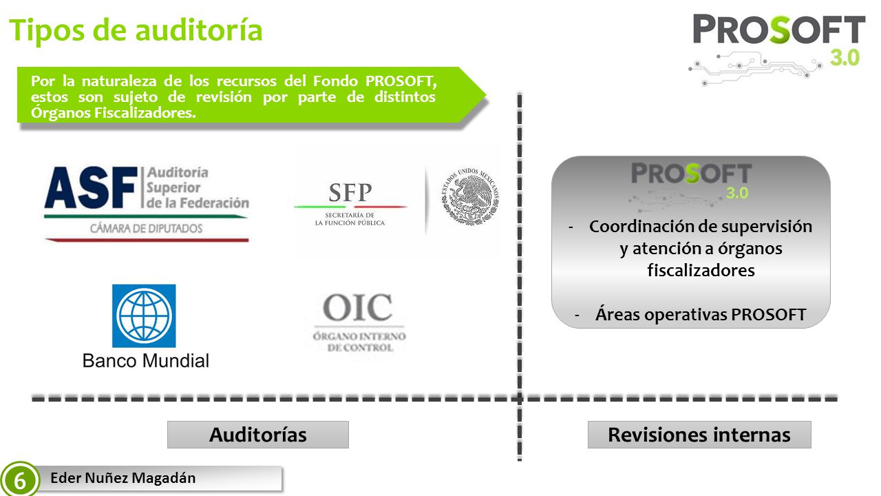 Tipos de auditoría 6 Auditorías Revisiones internas