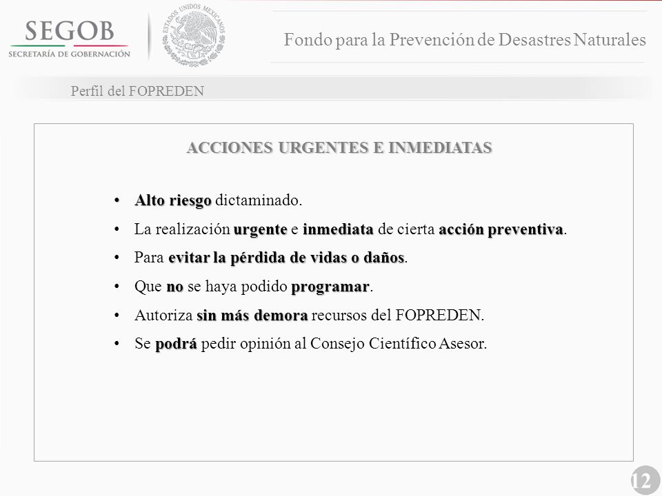 Fondo para la Prevención de Desastres Naturales