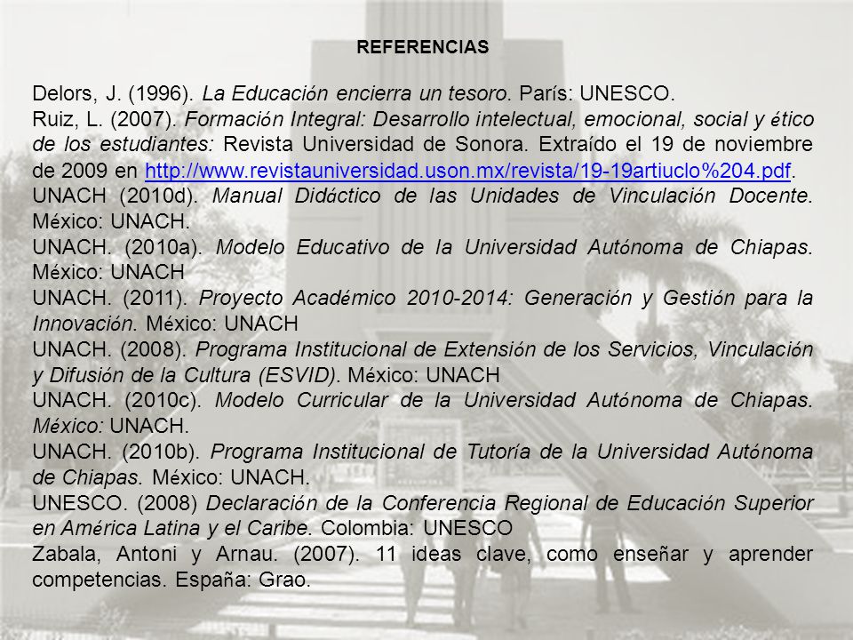Delors, J. (1996). La Educación encierra un tesoro. París: UNESCO.