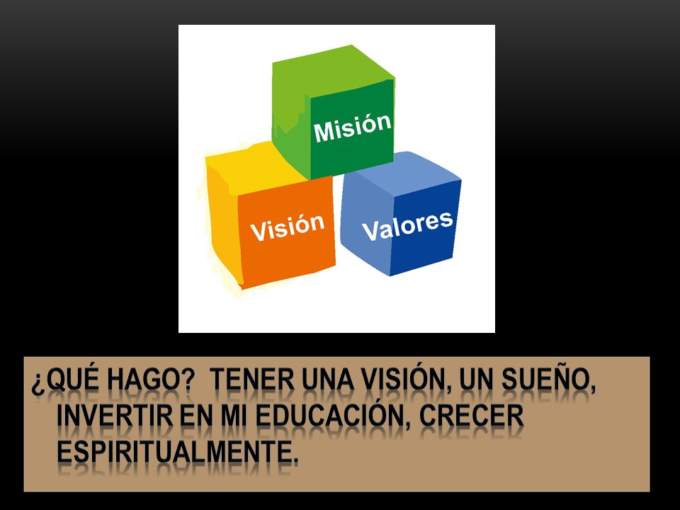 ¿Qué hago Tener una visión, un sueño, invertir en mi educación, crecer espiritualmente.