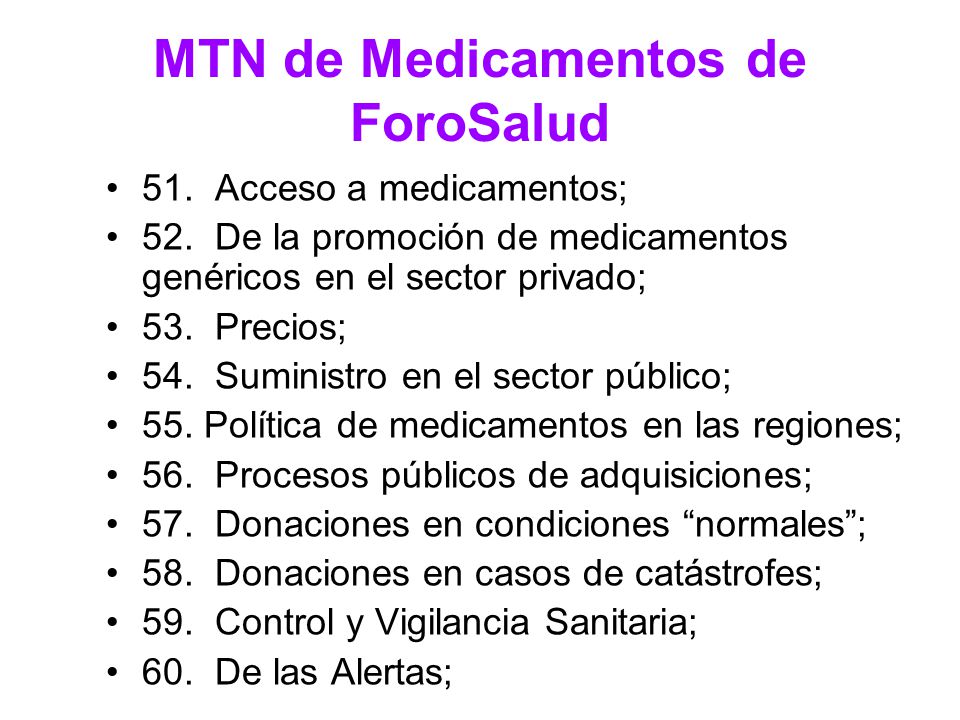 MTN de Medicamentos de ForoSalud