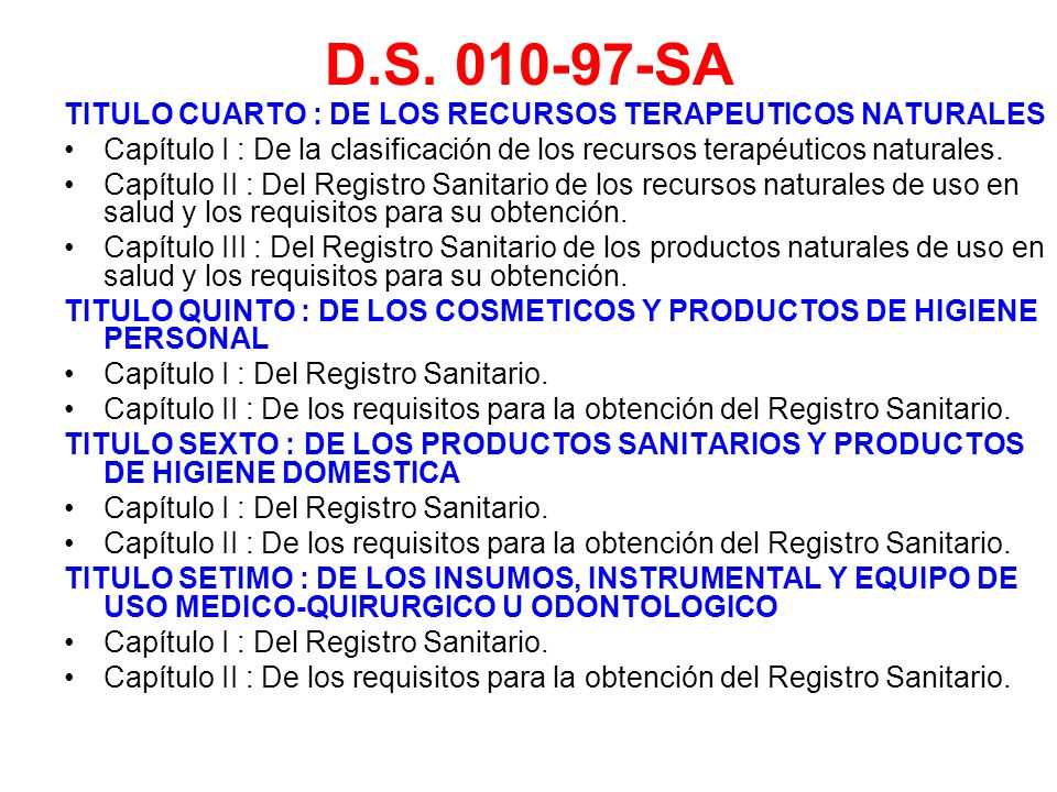 D.S SA TITULO CUARTO : DE LOS RECURSOS TERAPEUTICOS NATURALES