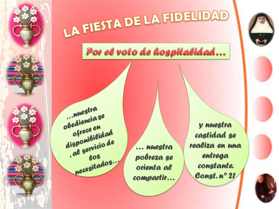 LA FIESTA DE LA FIDELIDAD Por el voto de hospitalidad…