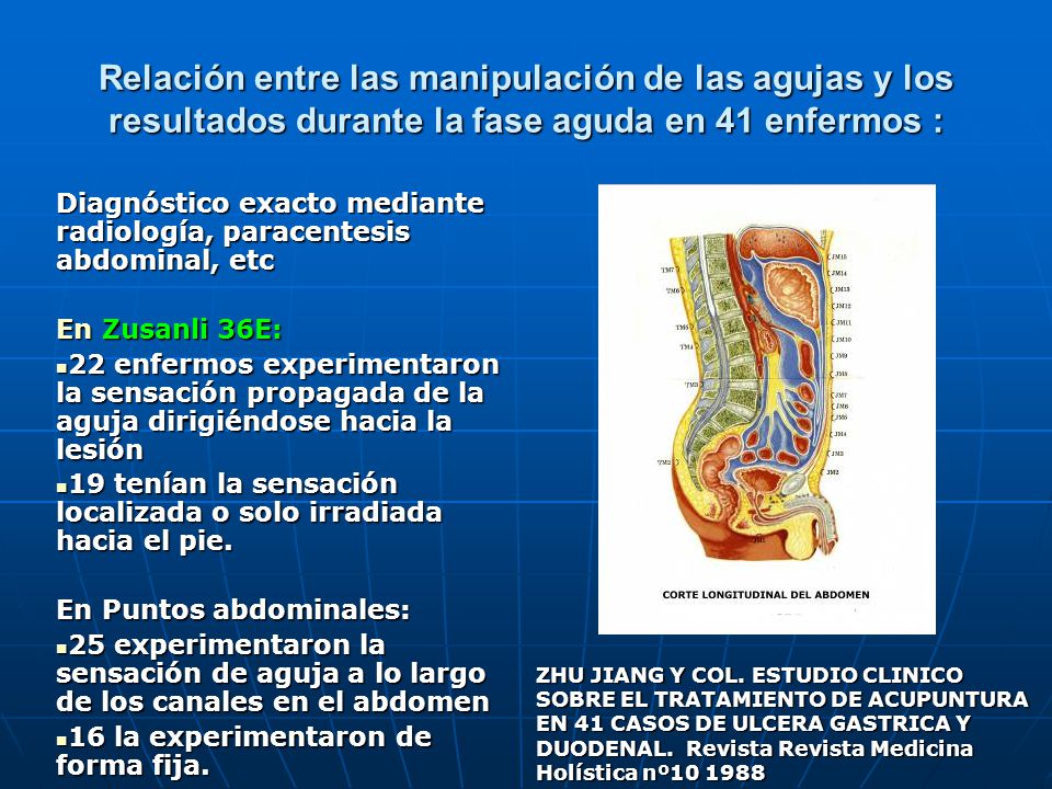 Relación entre las manipulación de las agujas y los resultados durante la fase aguda en 41 enfermos :