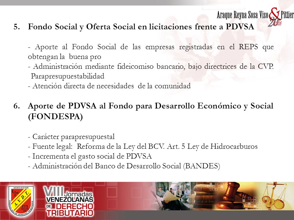 5. Fondo Social y Oferta Social en licitaciones frente a PDVSA