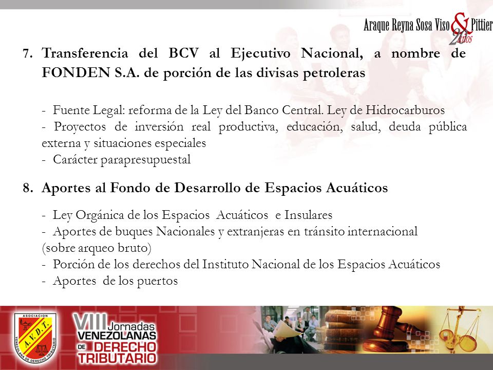 8. Aportes al Fondo de Desarrollo de Espacios Acuáticos
