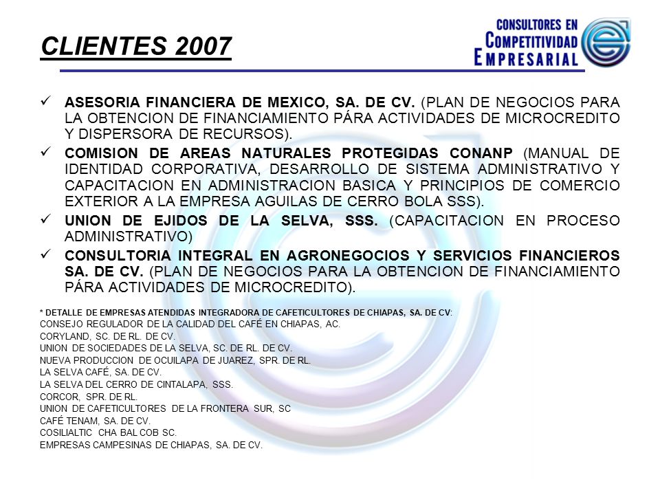 CLIENTES 2007