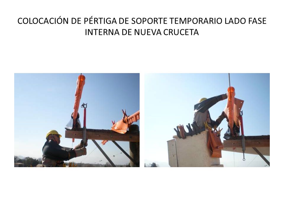 COLOCACIÓN DE PÉRTIGA DE SOPORTE TEMPORARIO LADO FASE INTERNA DE NUEVA CRUCETA